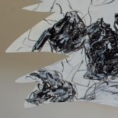 ohne Titel, 2018, papierobjekt, seite 2, mischtechnik auf papier, 57x39 cm, copyright vg bildkunst und axel höptner